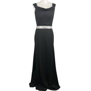 Aspeed Black Off the Shoulder Special Occasion Rhinestone Belt Maxi Dress Size L